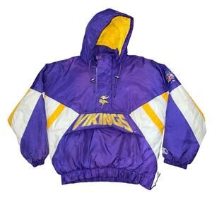 VINTAGE MINNESOTA VIKINGS Parka Half Zip Started Jacket Size L